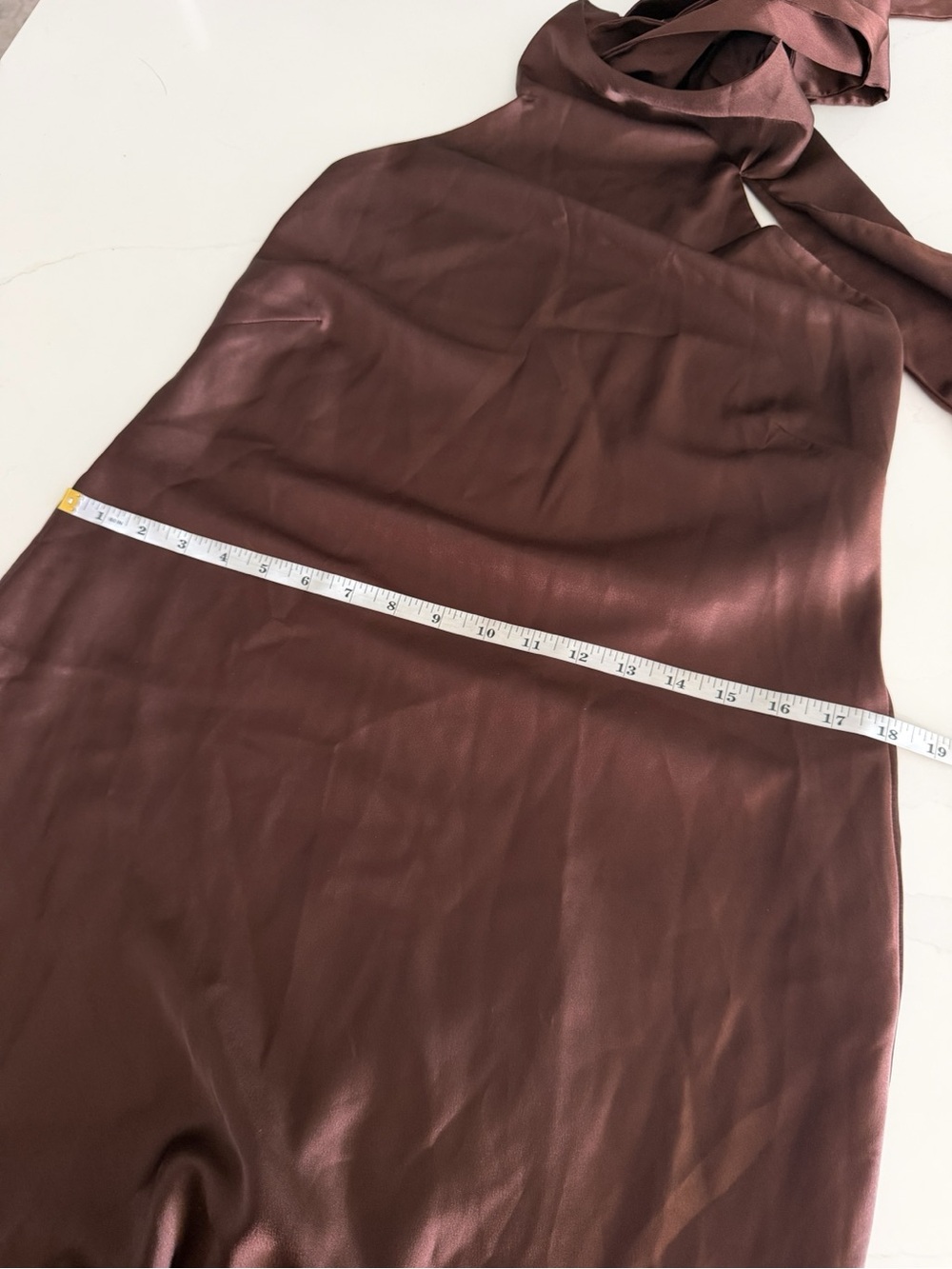 Show Me Your MuMu Lisa Chocolate Satin Halter Maxi Dress Sz L MSRP $198 NEW - Picture 9 of 9